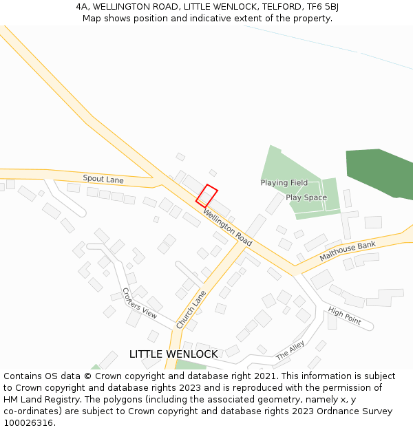 4A, WELLINGTON ROAD, LITTLE WENLOCK, TELFORD, TF6 5BJ: Location map and indicative extent of plot