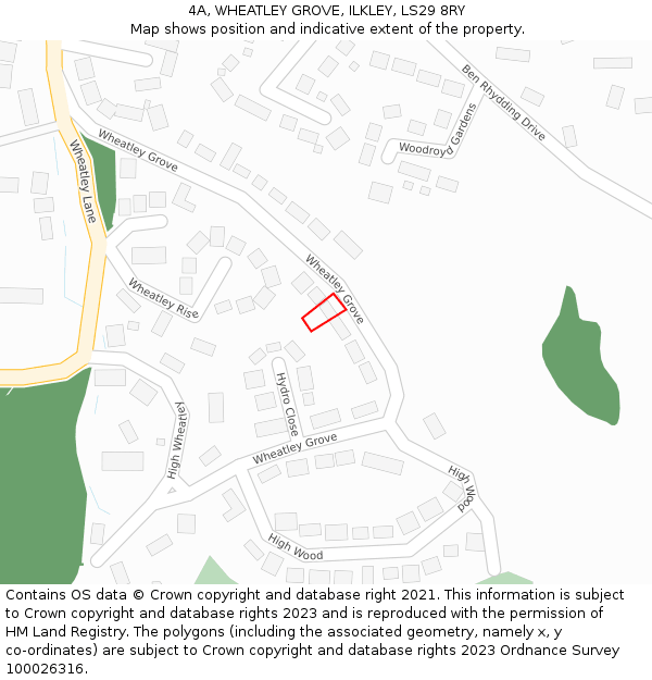 4A, WHEATLEY GROVE, ILKLEY, LS29 8RY: Location map and indicative extent of plot