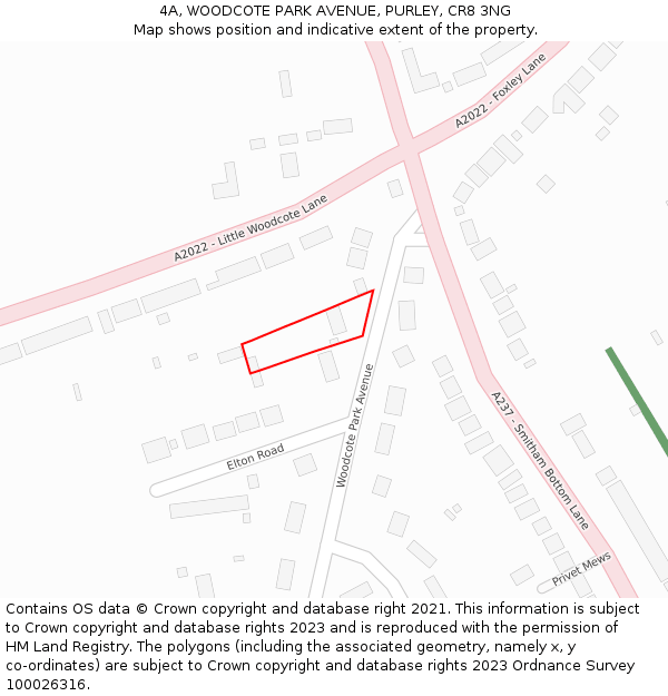 4A, WOODCOTE PARK AVENUE, PURLEY, CR8 3NG: Location map and indicative extent of plot