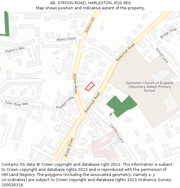 4B, STATION ROAD, HARLESTON, IP20 9ES: Location map and indicative extent of plot