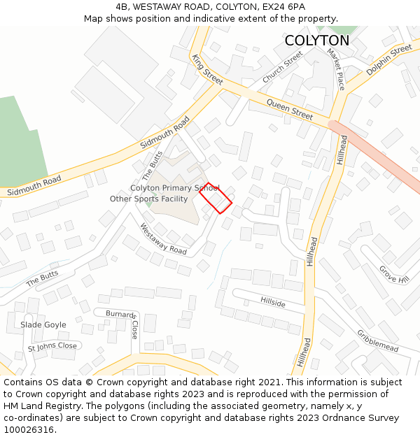 4B, WESTAWAY ROAD, COLYTON, EX24 6PA: Location map and indicative extent of plot