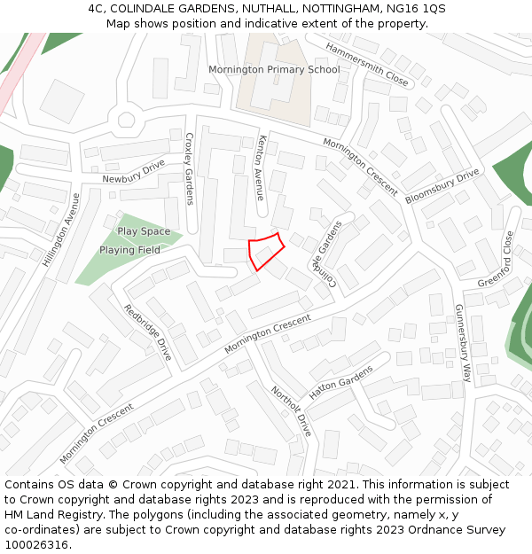 4C, COLINDALE GARDENS, NUTHALL, NOTTINGHAM, NG16 1QS: Location map and indicative extent of plot