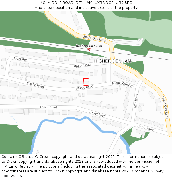 4C, MIDDLE ROAD, DENHAM, UXBRIDGE, UB9 5EG: Location map and indicative extent of plot
