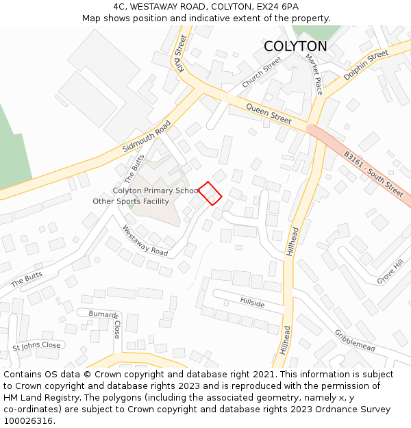 4C, WESTAWAY ROAD, COLYTON, EX24 6PA: Location map and indicative extent of plot