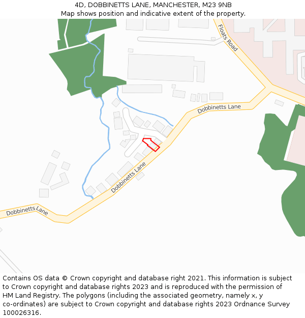 4D, DOBBINETTS LANE, MANCHESTER, M23 9NB: Location map and indicative extent of plot