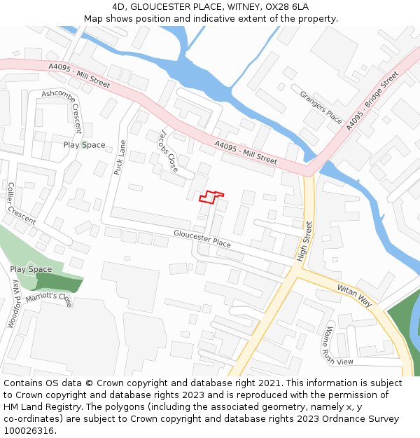 4D, GLOUCESTER PLACE, WITNEY, OX28 6LA: Location map and indicative extent of plot
