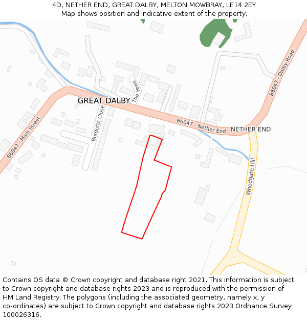 4D, NETHER END, GREAT DALBY, MELTON MOWBRAY, LE14 2EY: Location map and indicative extent of plot