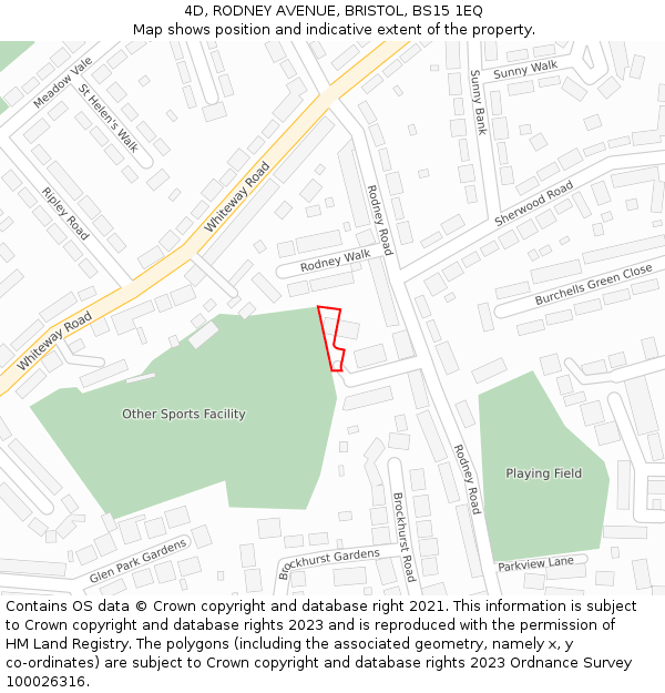 4D, RODNEY AVENUE, BRISTOL, BS15 1EQ: Location map and indicative extent of plot