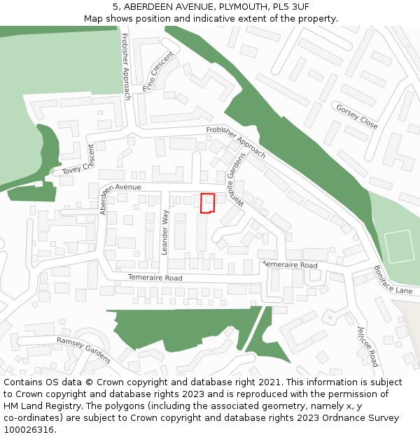 5, ABERDEEN AVENUE, PLYMOUTH, PL5 3UF: Location map and indicative extent of plot