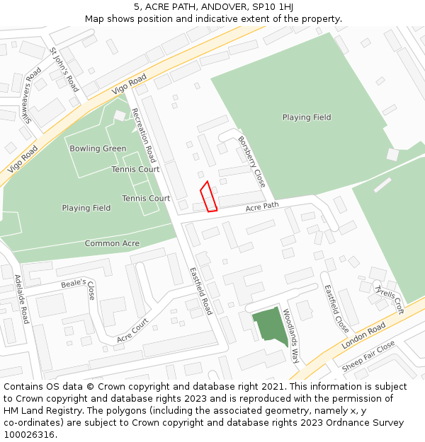 5, ACRE PATH, ANDOVER, SP10 1HJ: Location map and indicative extent of plot