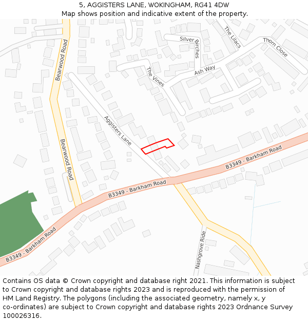 5, AGGISTERS LANE, WOKINGHAM, RG41 4DW: Location map and indicative extent of plot