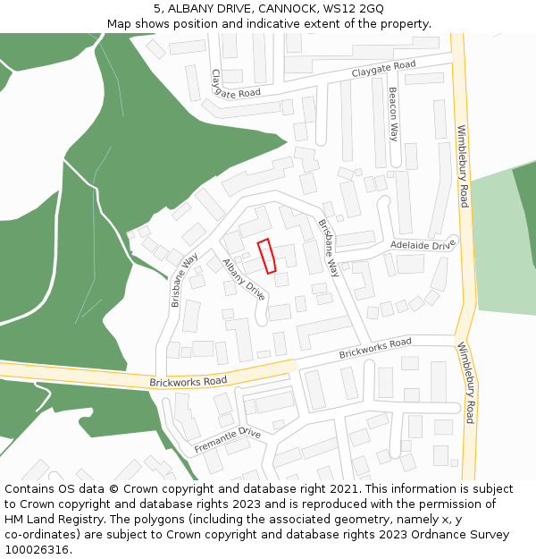 5, ALBANY DRIVE, CANNOCK, WS12 2GQ: Location map and indicative extent of plot
