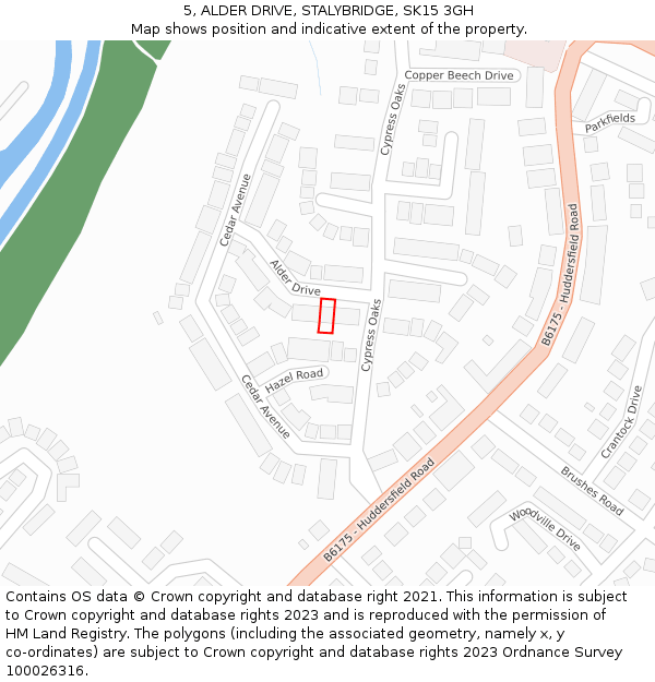 5, ALDER DRIVE, STALYBRIDGE, SK15 3GH: Location map and indicative extent of plot