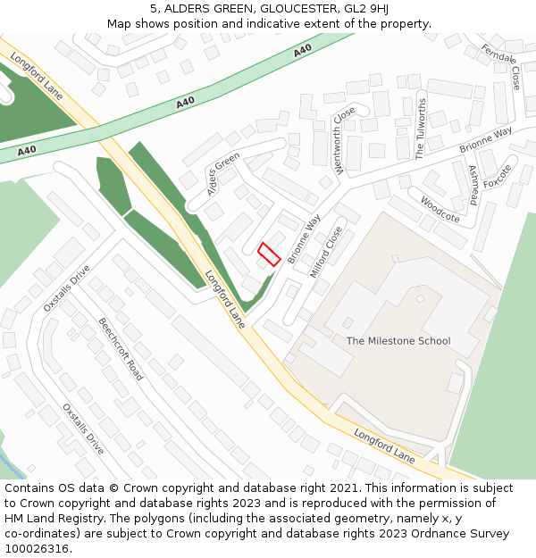 5, ALDERS GREEN, GLOUCESTER, GL2 9HJ: Location map and indicative extent of plot