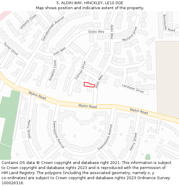 5, ALDIN WAY, HINCKLEY, LE10 0GE: Location map and indicative extent of plot