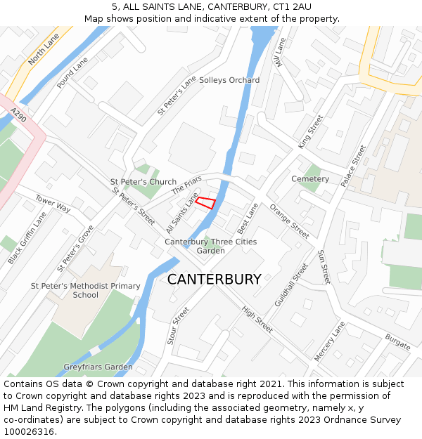 5, ALL SAINTS LANE, CANTERBURY, CT1 2AU: Location map and indicative extent of plot