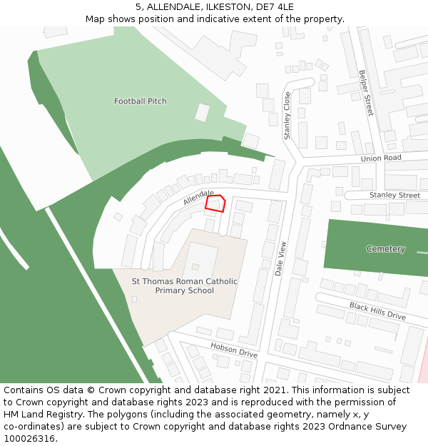 5, ALLENDALE, ILKESTON, DE7 4LE: Location map and indicative extent of plot