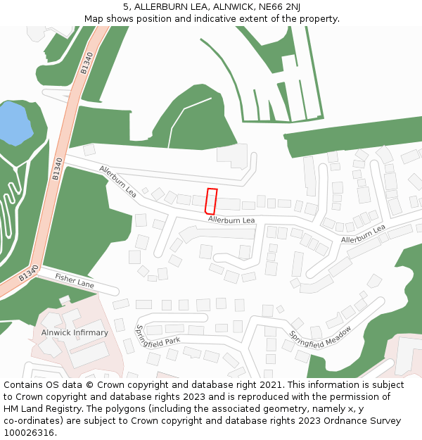 5, ALLERBURN LEA, ALNWICK, NE66 2NJ: Location map and indicative extent of plot