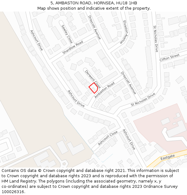 5, AMBASTON ROAD, HORNSEA, HU18 1HB: Location map and indicative extent of plot