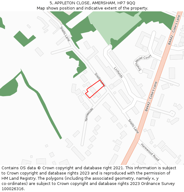 5, APPLETON CLOSE, AMERSHAM, HP7 9QQ: Location map and indicative extent of plot