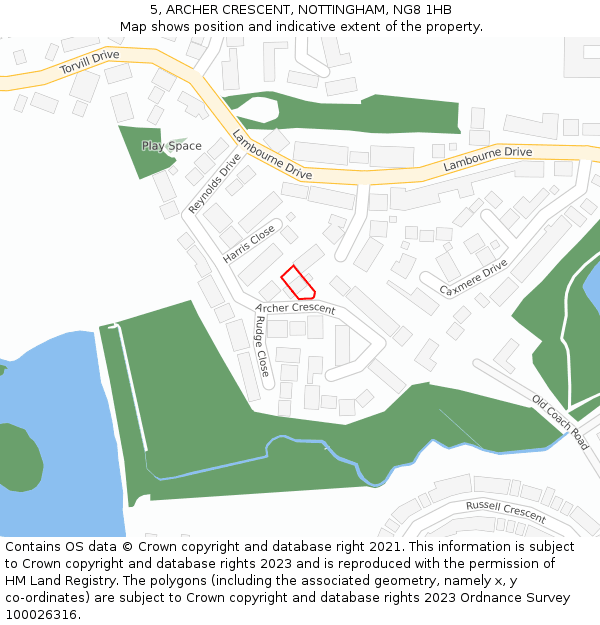 5, ARCHER CRESCENT, NOTTINGHAM, NG8 1HB: Location map and indicative extent of plot