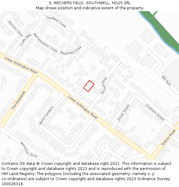 5, ARCHERS FIELD, SOUTHWELL, NG25 0RL: Location map and indicative extent of plot