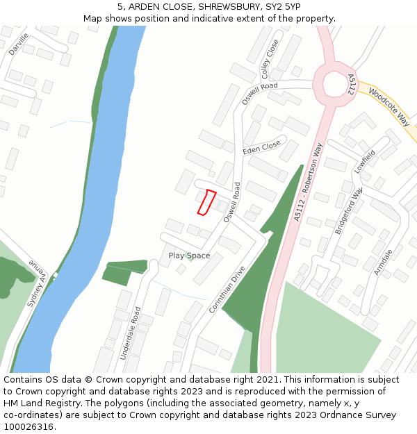 5, ARDEN CLOSE, SHREWSBURY, SY2 5YP: Location map and indicative extent of plot