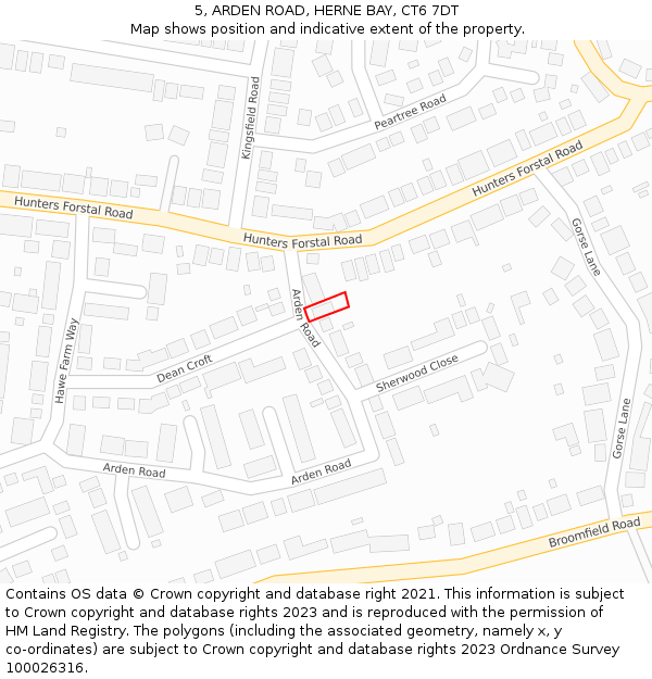 5, ARDEN ROAD, HERNE BAY, CT6 7DT: Location map and indicative extent of plot