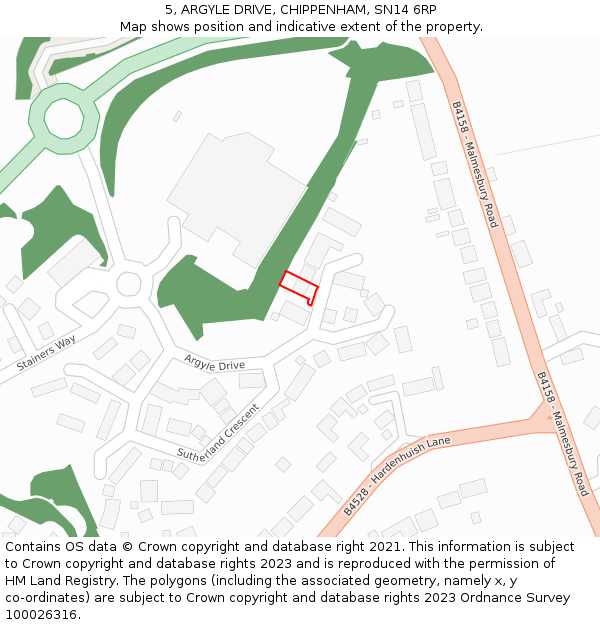 5, ARGYLE DRIVE, CHIPPENHAM, SN14 6RP: Location map and indicative extent of plot