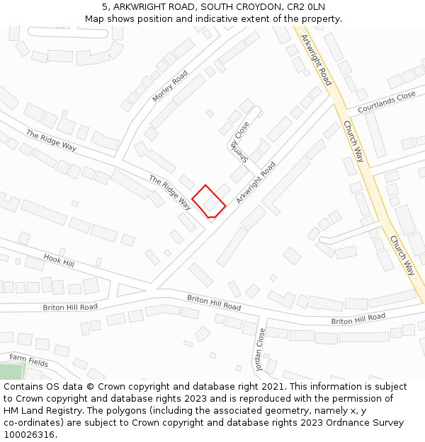 5, ARKWRIGHT ROAD, SOUTH CROYDON, CR2 0LN: Location map and indicative extent of plot