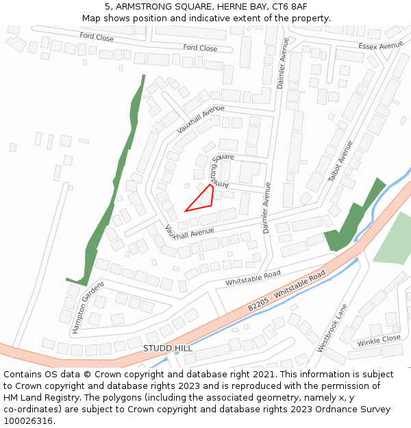 5, ARMSTRONG SQUARE, HERNE BAY, CT6 8AF: Location map and indicative extent of plot