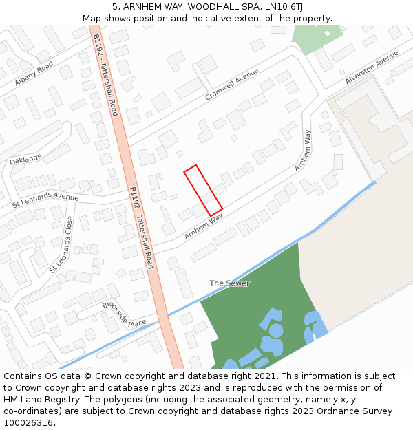 5, ARNHEM WAY, WOODHALL SPA, LN10 6TJ: Location map and indicative extent of plot