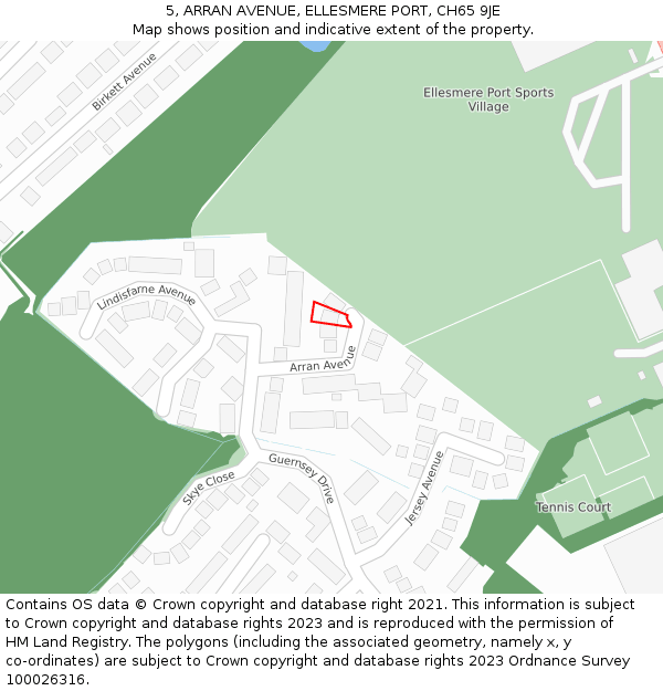 5, ARRAN AVENUE, ELLESMERE PORT, CH65 9JE: Location map and indicative extent of plot
