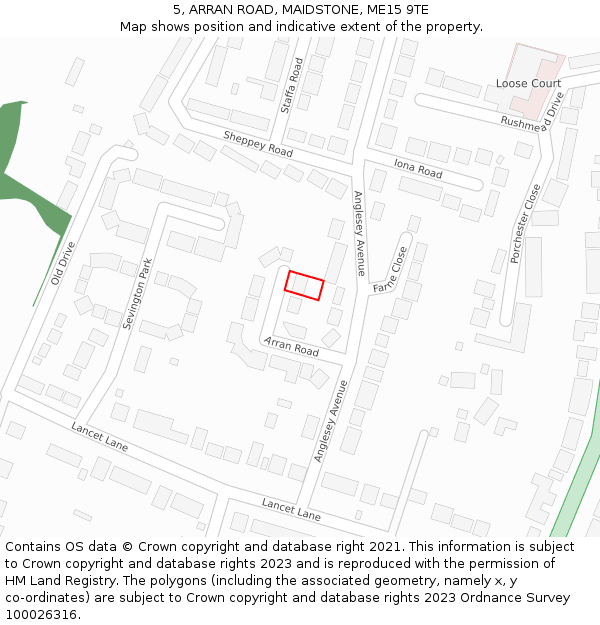 5, ARRAN ROAD, MAIDSTONE, ME15 9TE: Location map and indicative extent of plot