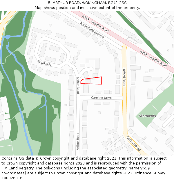 5, ARTHUR ROAD, WOKINGHAM, RG41 2SS: Location map and indicative extent of plot