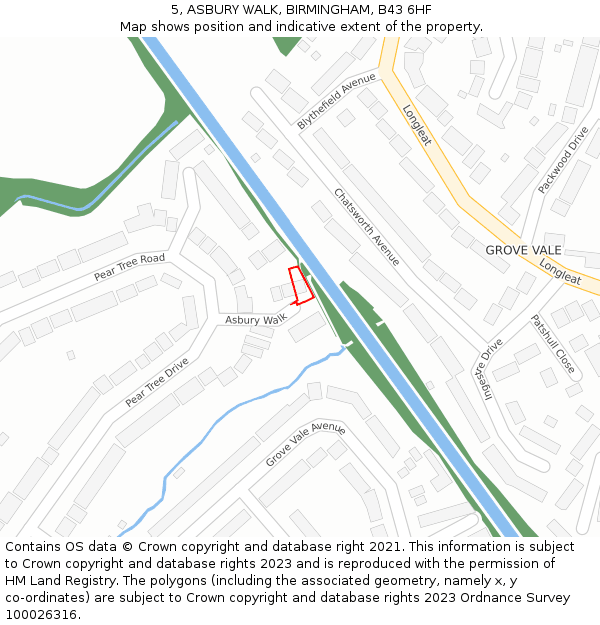 5, ASBURY WALK, BIRMINGHAM, B43 6HF: Location map and indicative extent of plot