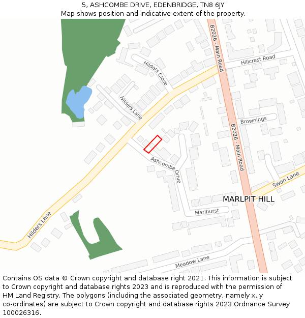 5, ASHCOMBE DRIVE, EDENBRIDGE, TN8 6JY: Location map and indicative extent of plot