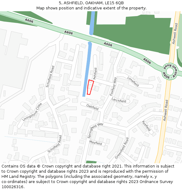 5, ASHFIELD, OAKHAM, LE15 6QB: Location map and indicative extent of plot