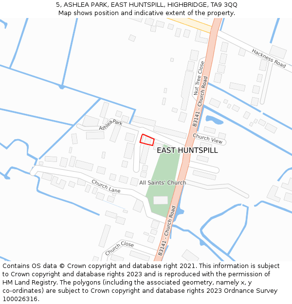 5, ASHLEA PARK, EAST HUNTSPILL, HIGHBRIDGE, TA9 3QQ: Location map and indicative extent of plot