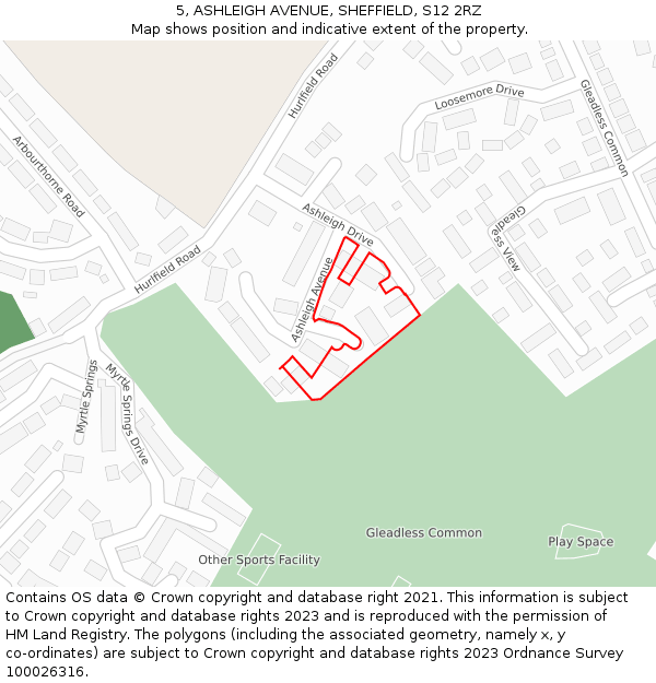 5, ASHLEIGH AVENUE, SHEFFIELD, S12 2RZ: Location map and indicative extent of plot