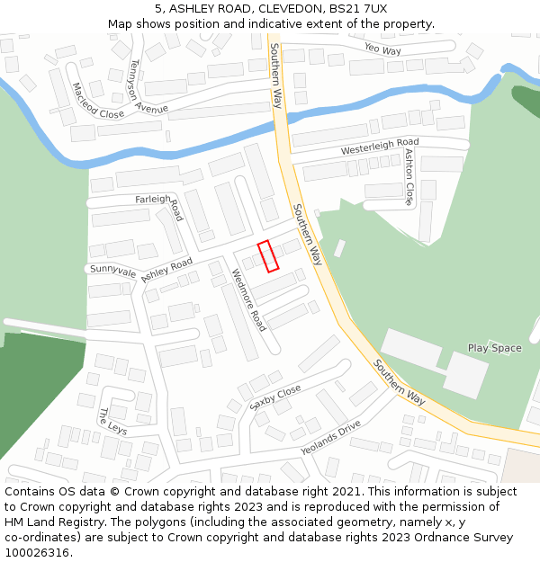 5, ASHLEY ROAD, CLEVEDON, BS21 7UX: Location map and indicative extent of plot