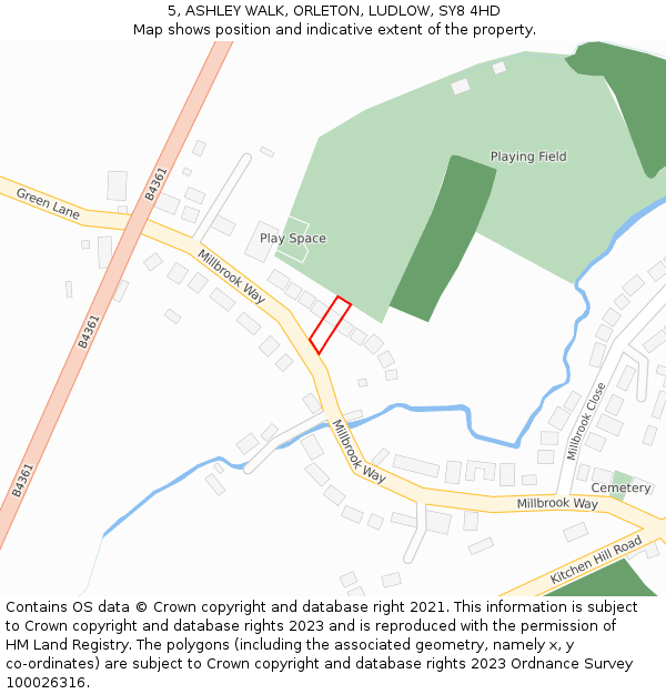 5, ASHLEY WALK, ORLETON, LUDLOW, SY8 4HD: Location map and indicative extent of plot