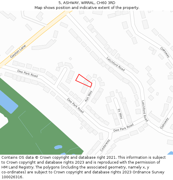 5, ASHWAY, WIRRAL, CH60 3RD: Location map and indicative extent of plot