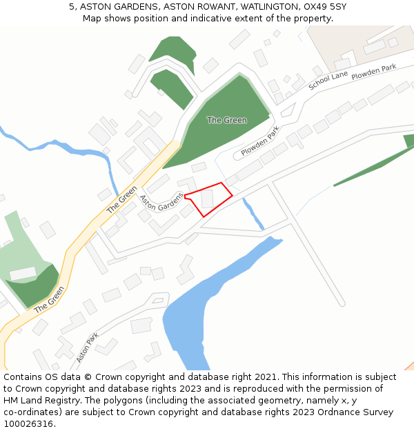 5, ASTON GARDENS, ASTON ROWANT, WATLINGTON, OX49 5SY: Location map and indicative extent of plot