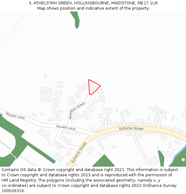 5, ATHELSTAN GREEN, HOLLINGBOURNE, MAIDSTONE, ME17 1UX: Location map and indicative extent of plot