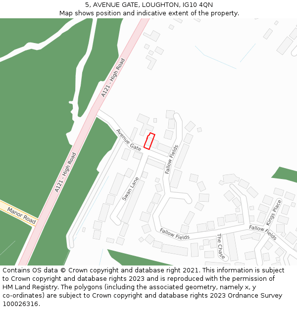 5, AVENUE GATE, LOUGHTON, IG10 4QN: Location map and indicative extent of plot