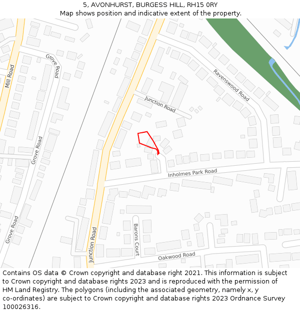 5, AVONHURST, BURGESS HILL, RH15 0RY: Location map and indicative extent of plot