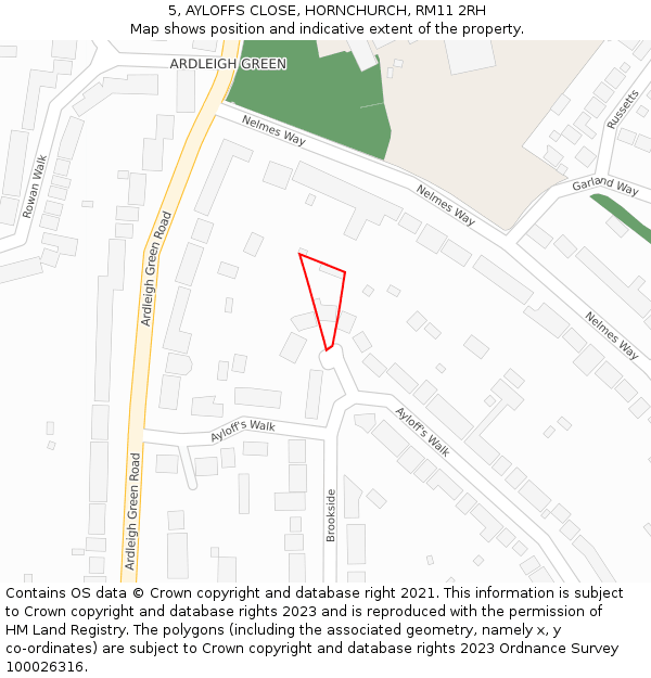 5, AYLOFFS CLOSE, HORNCHURCH, RM11 2RH: Location map and indicative extent of plot