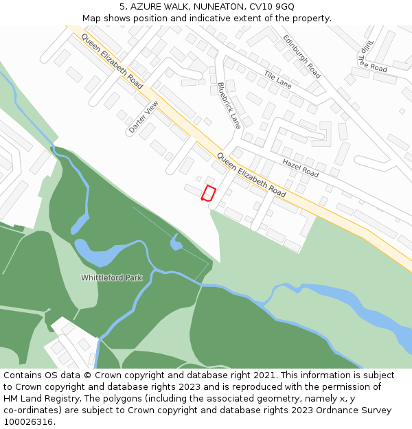 5, AZURE WALK, NUNEATON, CV10 9GQ: Location map and indicative extent of plot