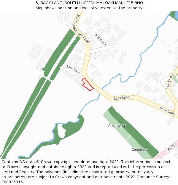 5, BACK LANE, SOUTH LUFFENHAM, OAKHAM, LE15 8NQ: Location map and indicative extent of plot